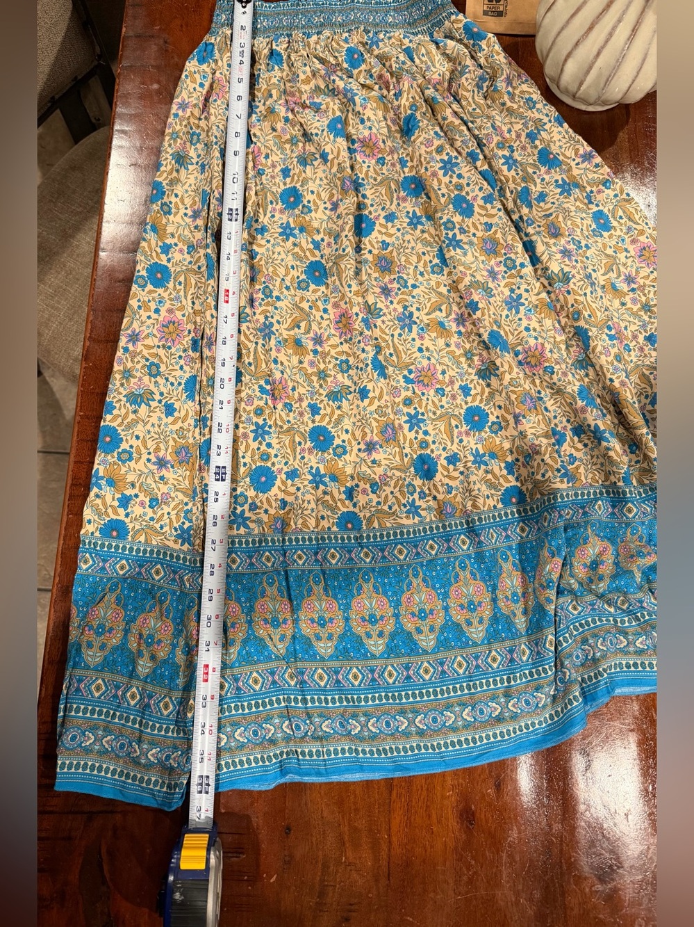 NATURAL LIFE Turquoise and Cream Floral Maxi Skirt - Picture 4 of 4